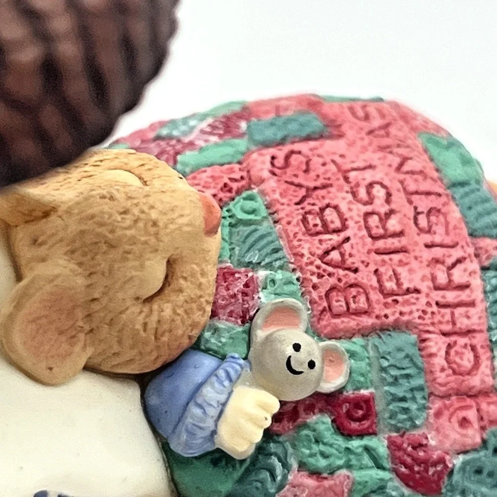 Hallmark‎ Keepsake Ornament Baby's First Christmas Sleeping Mouse in Walnut 2000